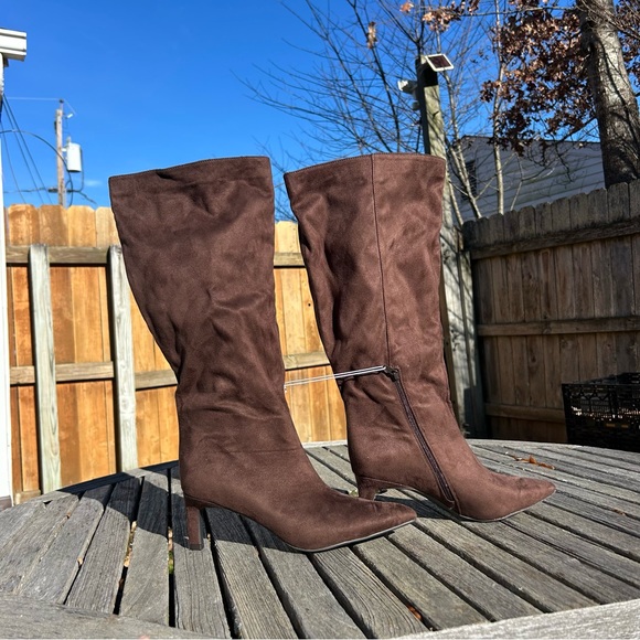 a new day Shoes - A new day womans Boots Brown faux suede size 9.5 wide knee high winter fall nwt